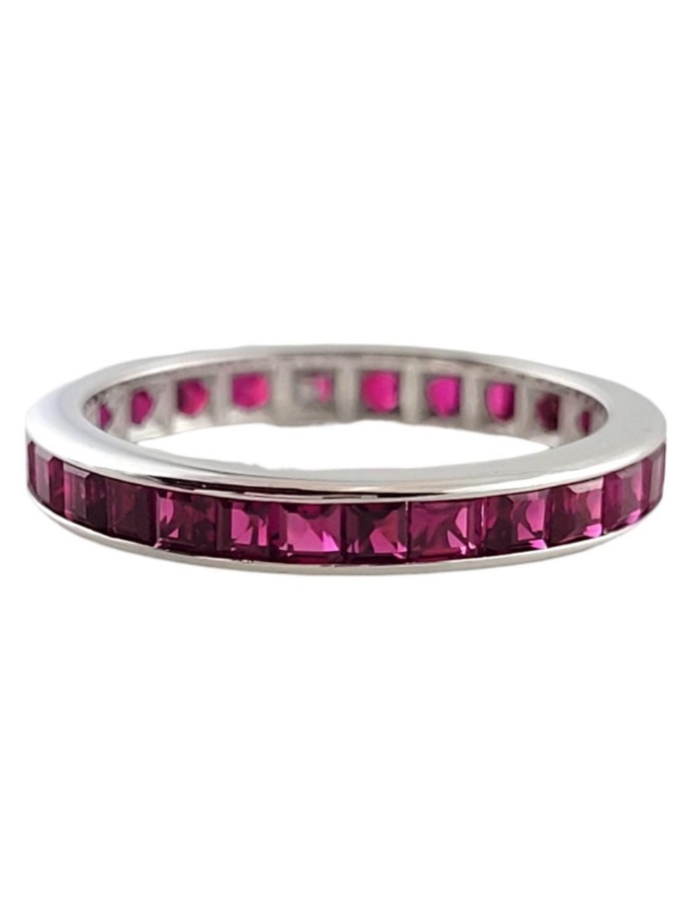 14k Gold & Ruby Carre Cut Eternity Ring Step Cut Size 6